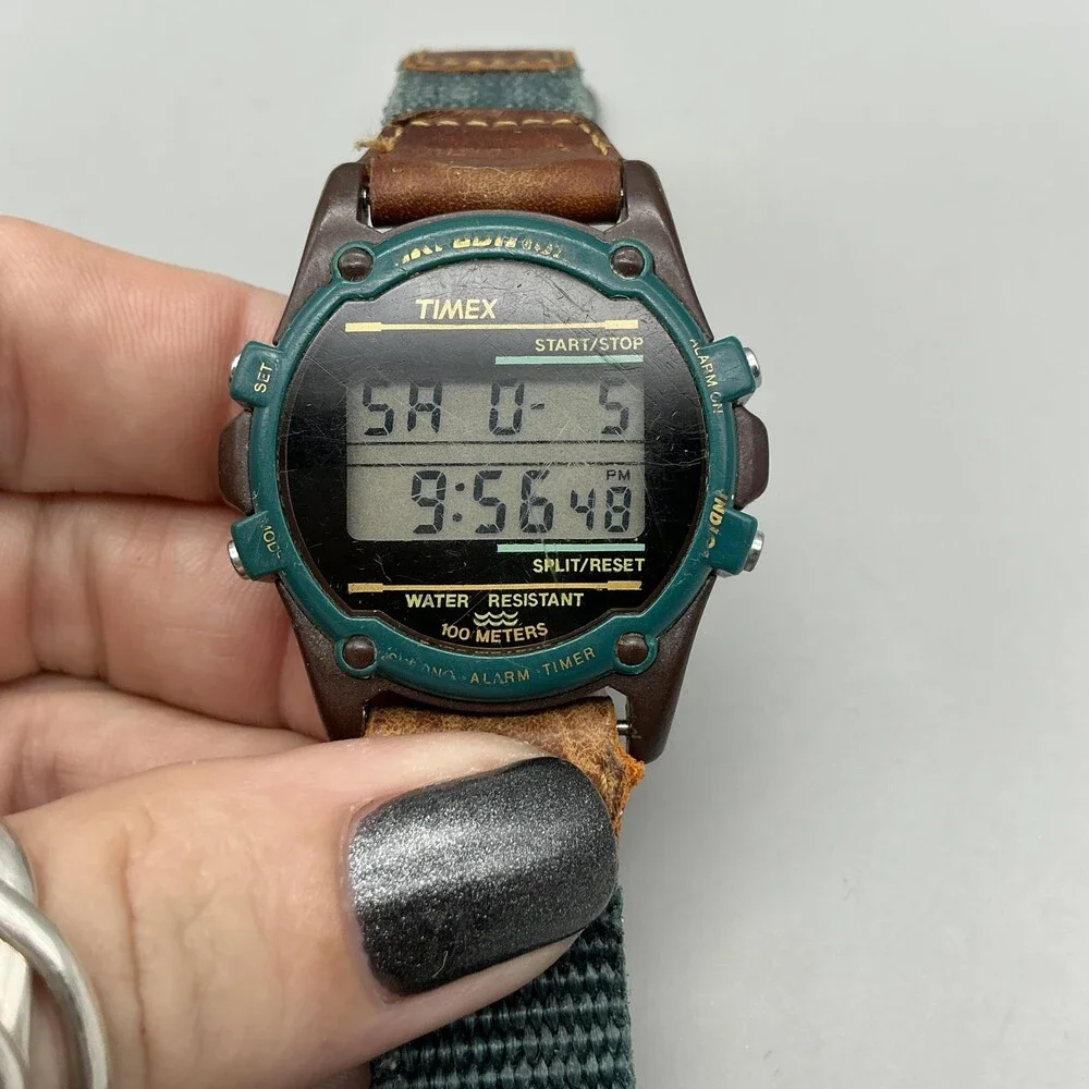 Vintage Timex Mens Watch 40mm Digital Chronograph Alarm Indiglo New Battery
